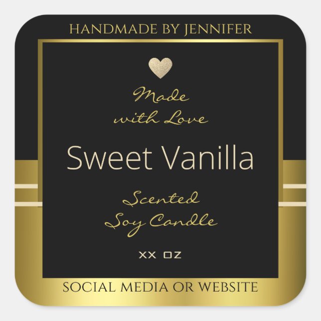 Luxury Product Packaging Labels Black and Gold (Front)