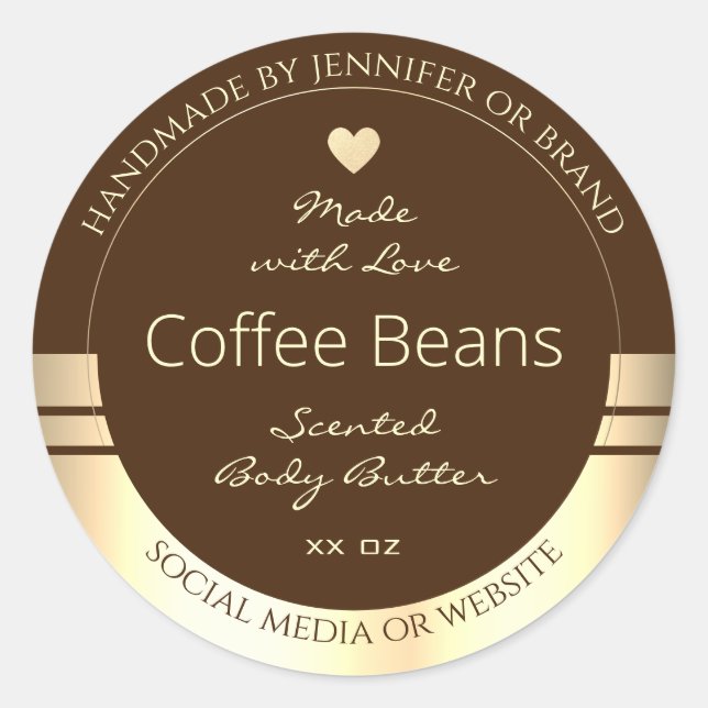 Luxury Product Packaging Labels Dark Brown & Gold (Front)