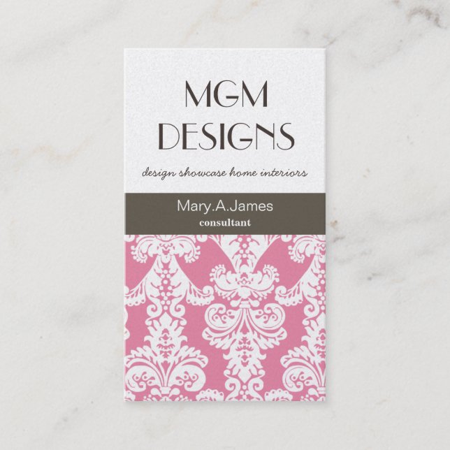 luxury professional damask Business Cards (Front)