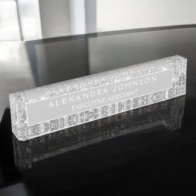 Luxury Professional Silver Glitter Modern Nameplate (Creator Uploaded)