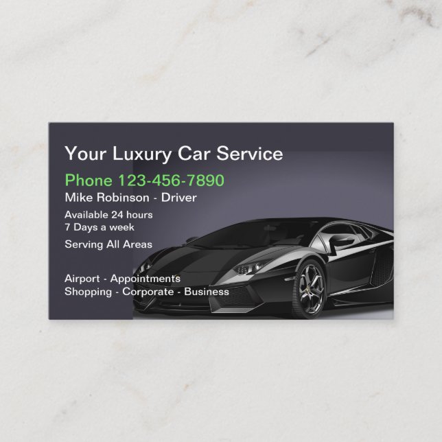 Luxury Public Transport Taxi Car Service Business  Business Card (Front)
