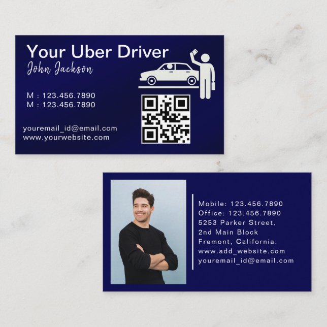 Luxury Public Transport Taxi Car Service photo Business Card (Front/Back)