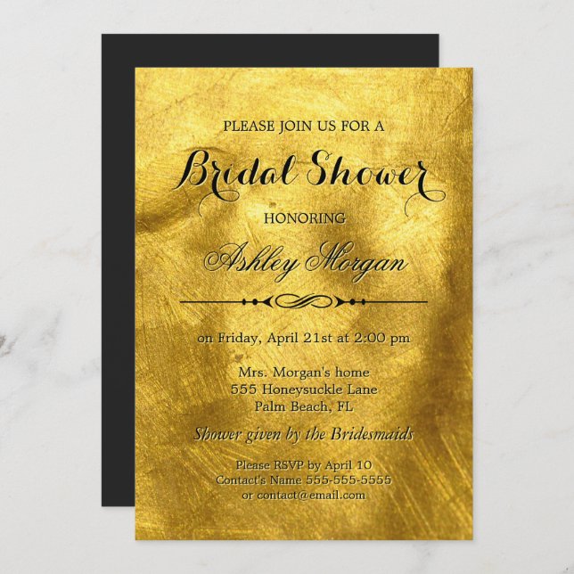 Luxury Pure Gold Foil Texture - Bridal Shower Invitation (Front/Back)