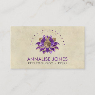 Luxury Purple Amethyst and gold Lotus Business Card
