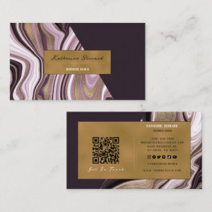 Luxury Purple and Gold Marble Business Coach Card