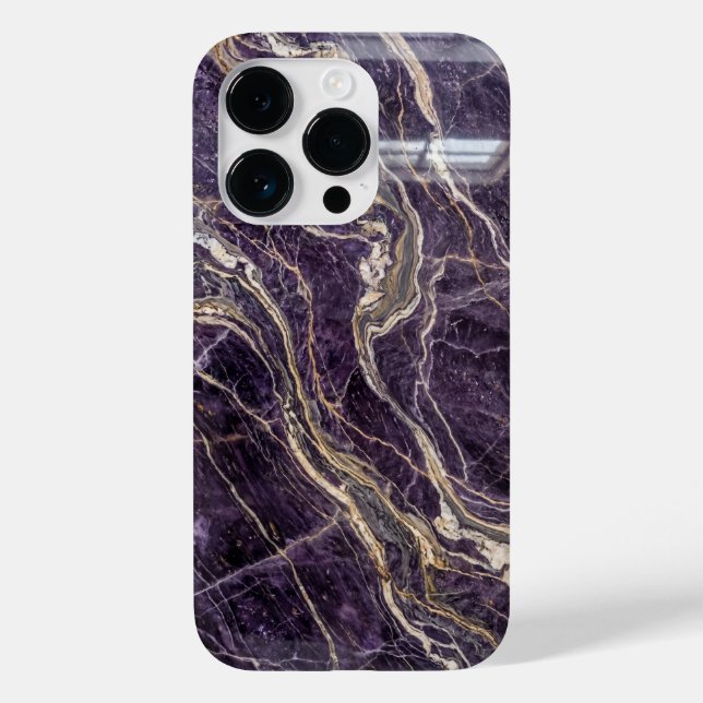 Luxury Purple and Gold Marble iPhone Case (Back)