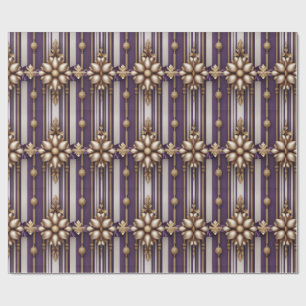 Luxury Purple and Gold Striped Christmas Wrapping Paper