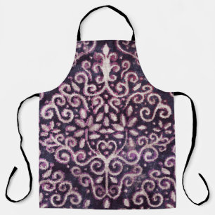 Luxury purple and tan damask seamless pattern apron