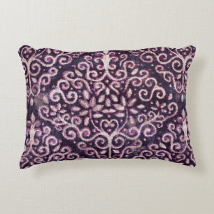 Luxury purple and tan damask seamless pattern decorative cushion
