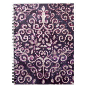 Luxury purple and tan damask seamless pattern notebook