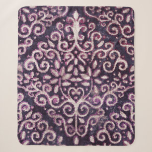 Luxury purple and tan damask seamless pattern sherpa blanket