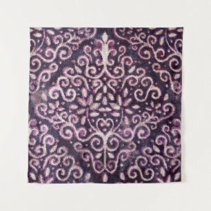 Luxury purple and tan damask seamless pattern tapestry