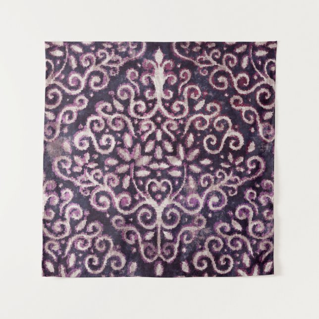 Luxury purple and tan damask seamless pattern tapestry (Front)