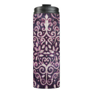 Luxury purple and tan damask seamless pattern thermal tumbler