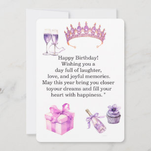 Luxury Purple Birthday Card for Women Princess C