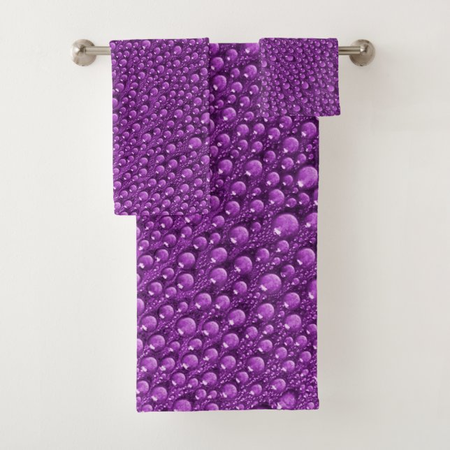 Luxury Purple Bubble Drops Bath Towel Set (Insitu)