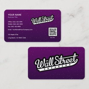 Luxury Purple Business Card with Silver Sparkle