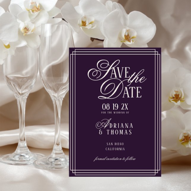 Luxury Purple Calligraphy Wedding Save The Date (Creator Uploaded)