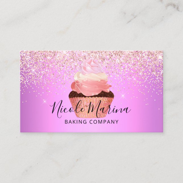 Luxury Purple Cupcake Bakery Sweets Chef Business Card (Front)