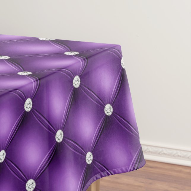 Luxury Purple Diamond Tufted Pattern Tablecloth (In Situ)