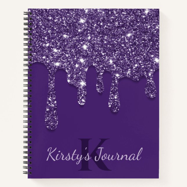 Luxury Purple Dripping Glitter Journal (Front)