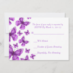 Luxury Purple Elegant Butterfly RSVP card