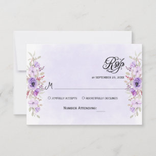 Luxury Purple Floral Wedding RSVP Cards