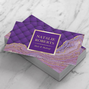 Luxury Purple & Gold Agate Luxury Beauty Salon Business Card