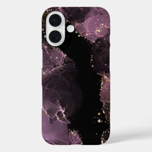 Luxury Purple & Gold Alcohol Ink iPhone 16 Case