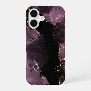 Luxury Purple & Gold Alcohol Ink iPhone 16 Case
