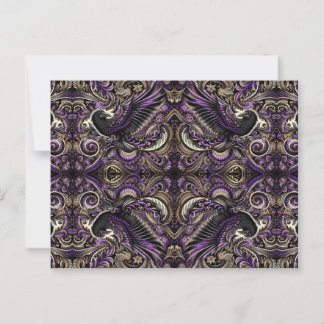 Luxury Purple Gold Batik Raven Tessellation Mosaic Postcard