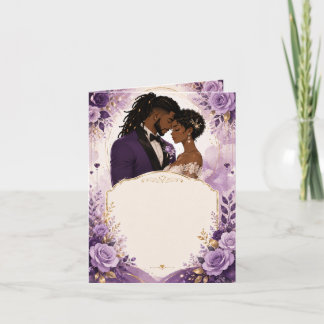 Luxury Purple & Gold Black Anime Wedding Invitatio Invitation