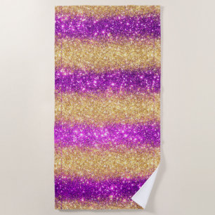 Luxury Purple Gold Glitter Beach Towel