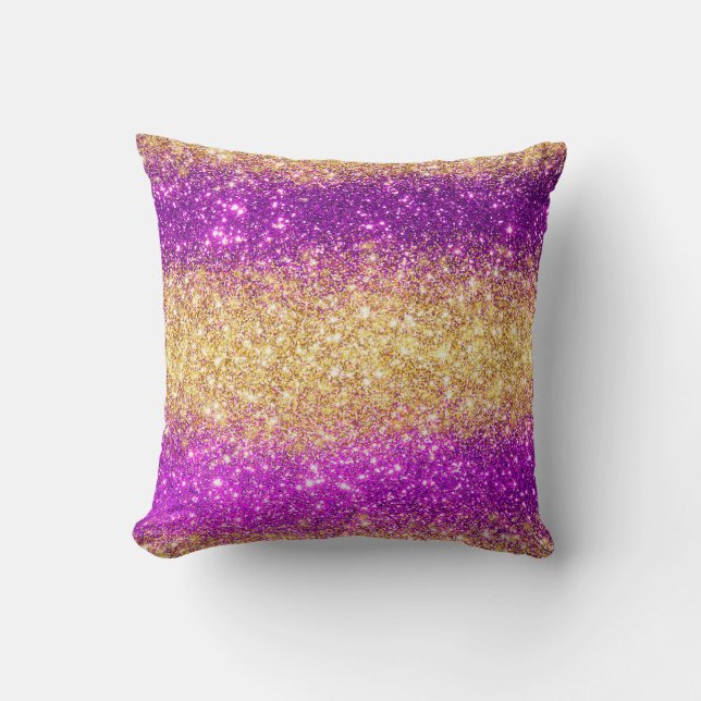 Luxury Purple Gold Glitter Cushion (Front)