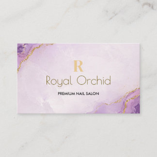 Luxury Purple Gold Nail Salon Business Card
