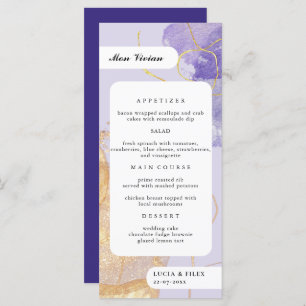  Luxury Purple & Golden Abstract Guest Name Dinner Menu