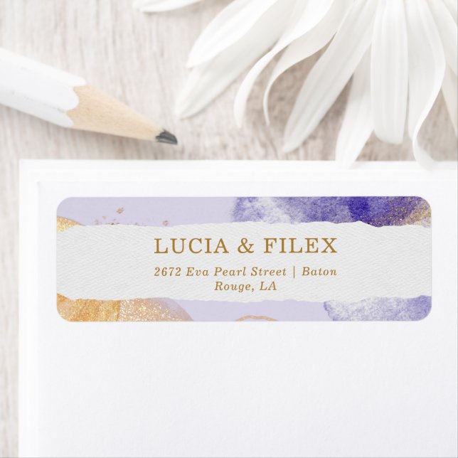 Luxury Purple & Golden Abstract Return Address (Insitu)
