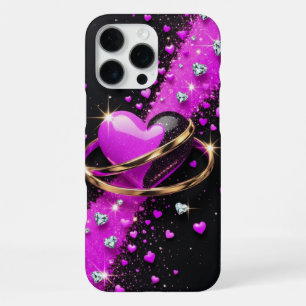 💜✨ Luxury Purple Heart & Gold Rings iPhone / iPad 16 Pro Max Case