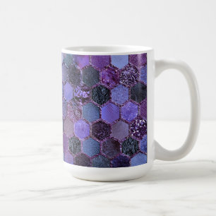 Luxury Purple Metal Foil Glitter honeycomb pattern Coffee Mug