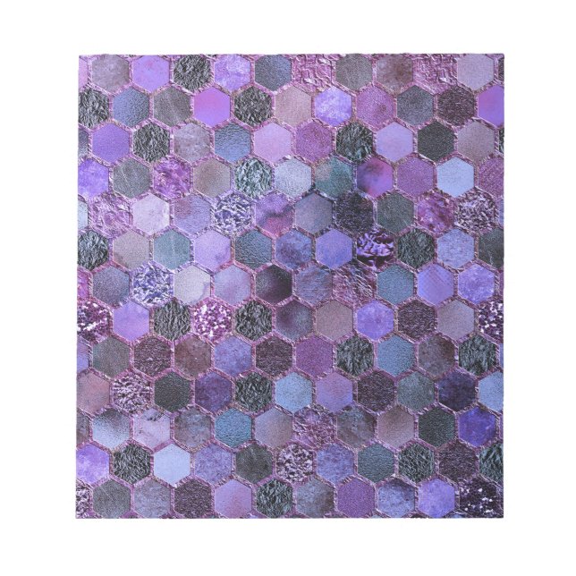 Luxury Purple Metal Foil Glitter honeycomb pattern Notepad (Front)