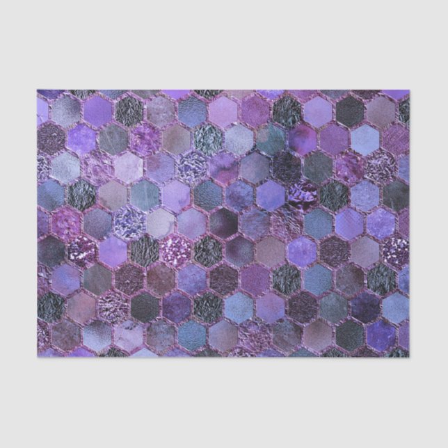 Luxury Purple Metal Foil Glitter honeycomb pattern Tissue Paper (Front)