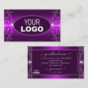 Luxury Purple Ombre Ornate Sparkle Jewels Add Logo Business Card