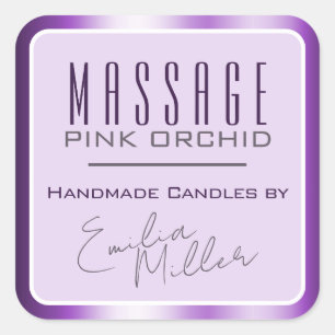 Luxury Purple Plum Ombre Signature Text Candles Square Sticker