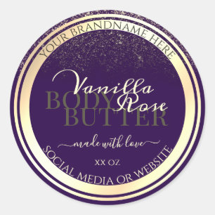 Luxury Purple Product Packaging Labels Gold Frame