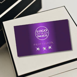 Luxury Purple Rose Gold Sparkle Diamonds with Logo Business Card