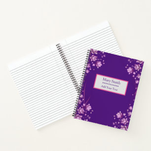 Luxury Purple Rose Modern Floral Add Your Text Notebook