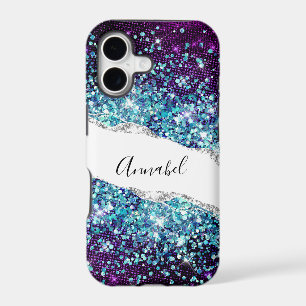 Luxury Purple Silver Agate & Blue Glitter Custom