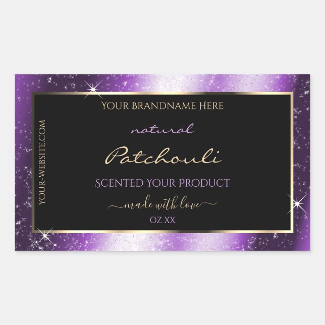Luxury Purple Sparkle Glitter Frame Product Label (Front)