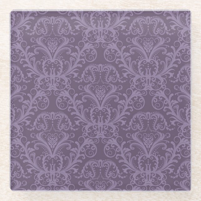 Luxury Purple Wallpaper Glass Coaster (Front)