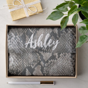 Luxury Python Snake Skin Rich Elegant Custom Name Tissue Paper